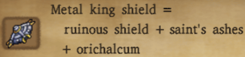 Metal King Shield Alchemy Recipe